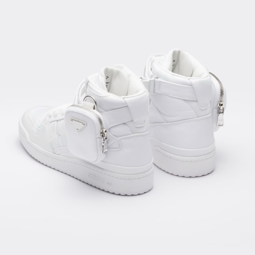 Prada White Leather Sneakers with Pouch - Picture 5 of 5
